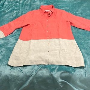 i Linen Classic Button down shirt coral/Natural Size XS